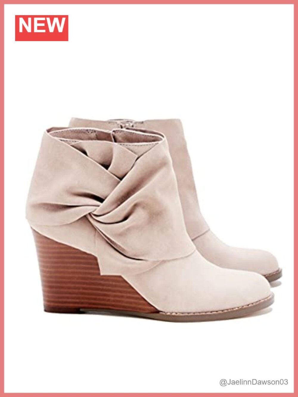 Faux Suede Wedge Booties Ankle Boots Bow Stacked Heeled Winter Shoes